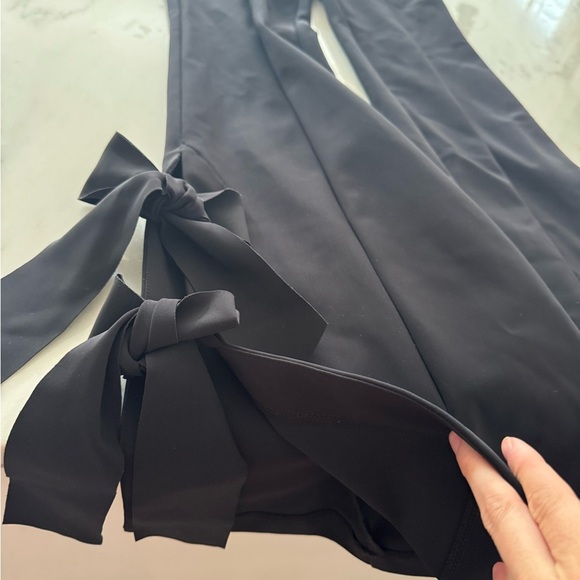 Paire- Black Farrah Highwaisted  Bow Tie Flare Pants - Picture 2 of 5